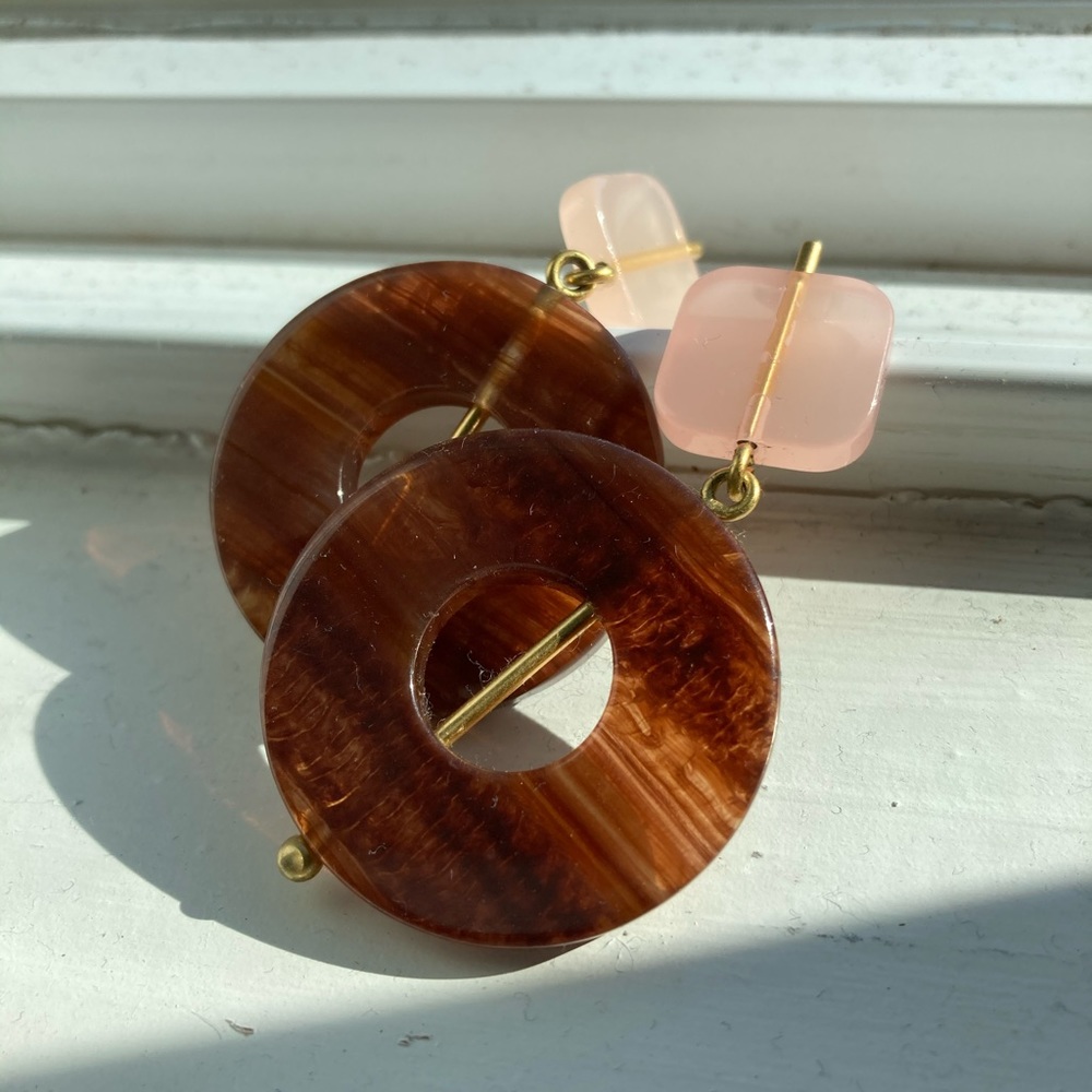 Acrylic Dangle Earrings Two Tone